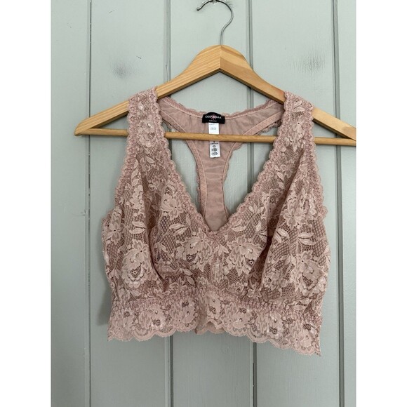 Cosabella Bralette L Large Stretch Lace Racerback Rose Pink Pull-On - Picture 1 of 4